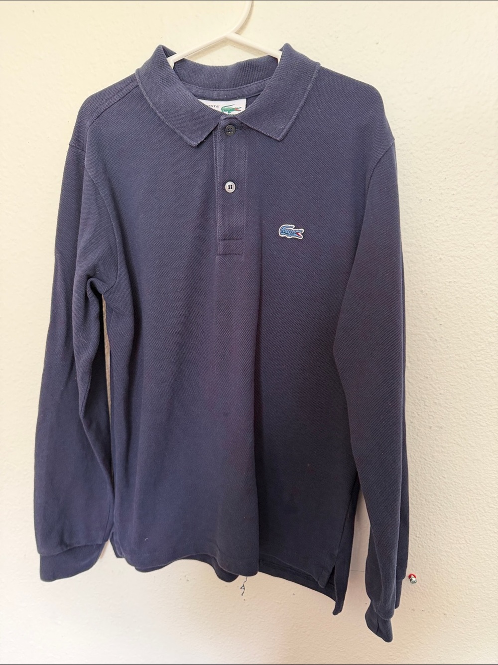 Lacoste for Jcrew Long Sleeve Polo Shirt in Navy with Crocodile Logo